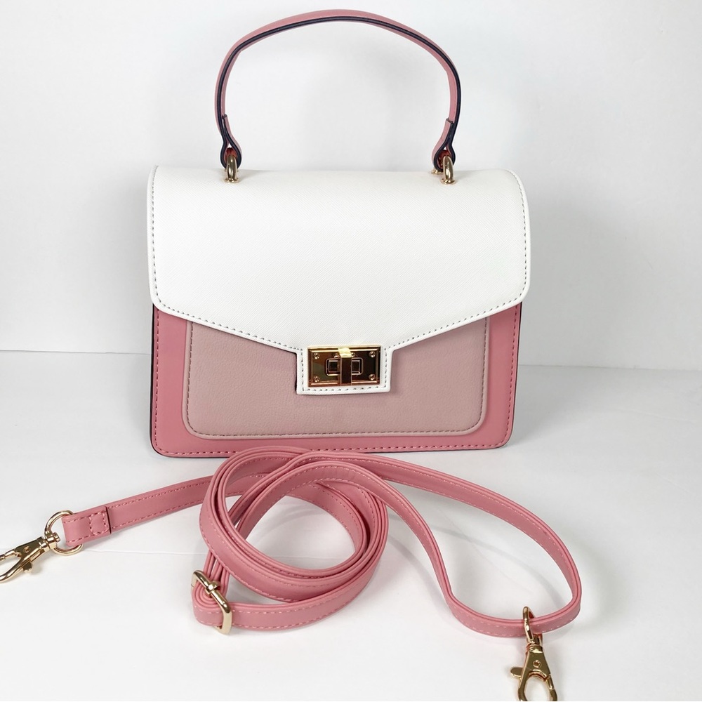 Aldo Pink White Top Handle Turn Lock Crossbody Bag NWOT - Picture 8 of 16